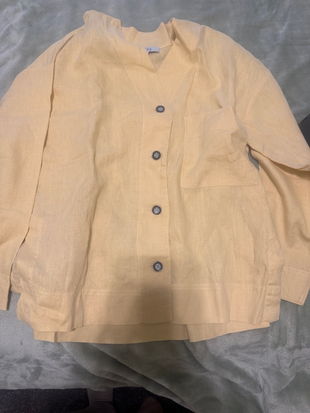 COS Pale Yellow Linen Shirt Jacket